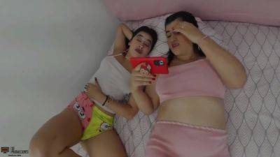 Lesbian Stepsisters Get Horny Watching A Lesbian Video - Porn In Spanish - hotmovs.com - Spain