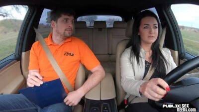 In Car - Euro Publicly Blows Driving Instructor In Car - hotmovs.com