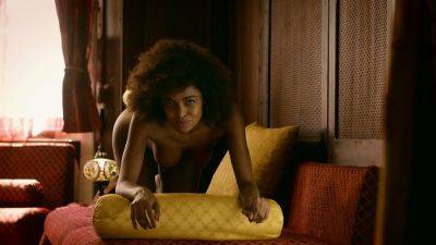 Curly ebony model shows perfect body - drtuber