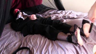 Tied Bryn Mawr Gets His Sheer Socks Ripped And Feet Tickled - drtuber